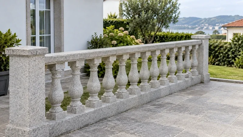 Balaustrada de granito en una terraza