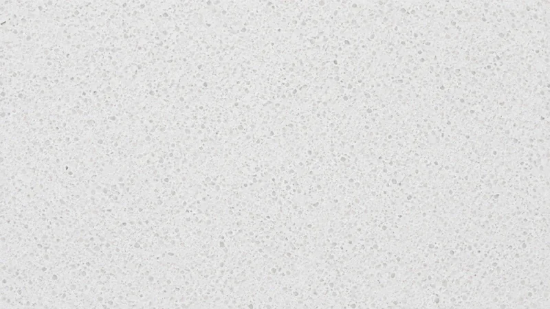Detalle de superficie de compacto de cuarzo blanco con grano fino y uniforme